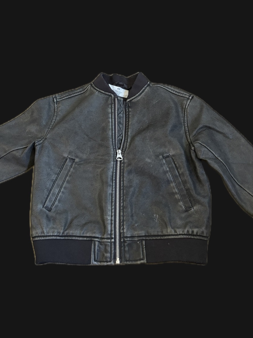 H&M Black Kids Leather-Style Bomber Jacket